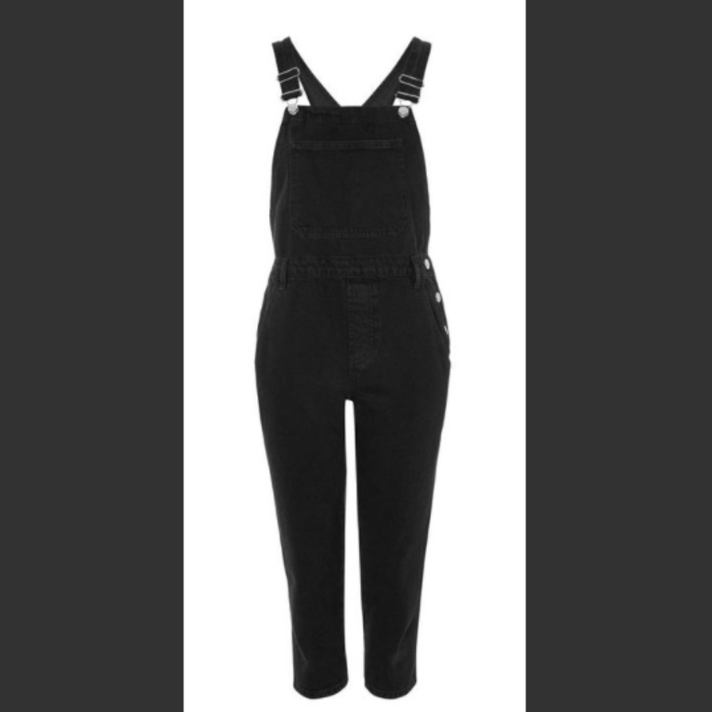 Black Overalls / PETITE Washed Black Slim Leg Over